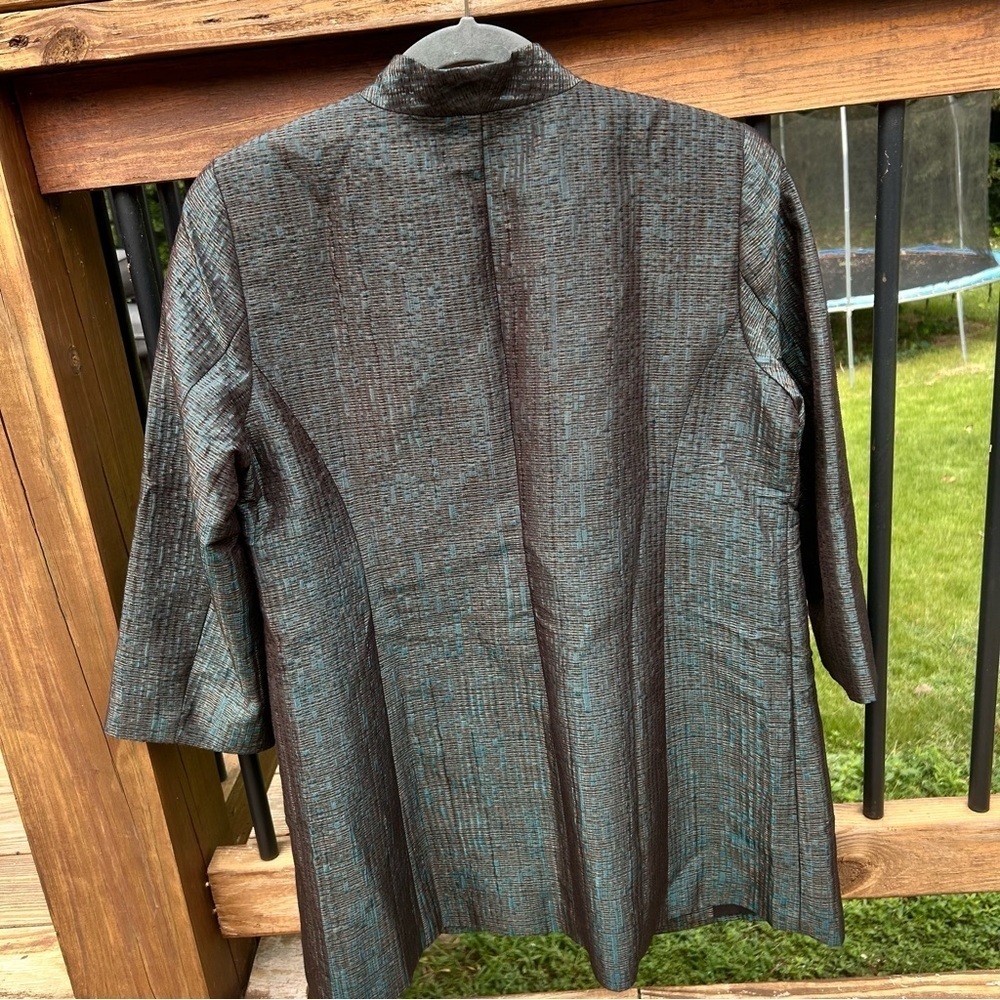 EILEEN FISHER Pine Infinity Jacquard Blazer Shawl Collar 3/4 Sleeve - Picture 6 of 7